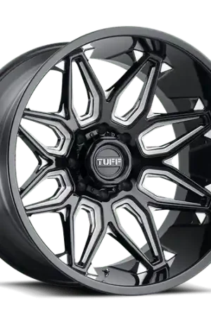 Tuff T3B 8X170 24X14 -72 GLOSS BLACK W/ MILLED SPOKES Weekend Sale
