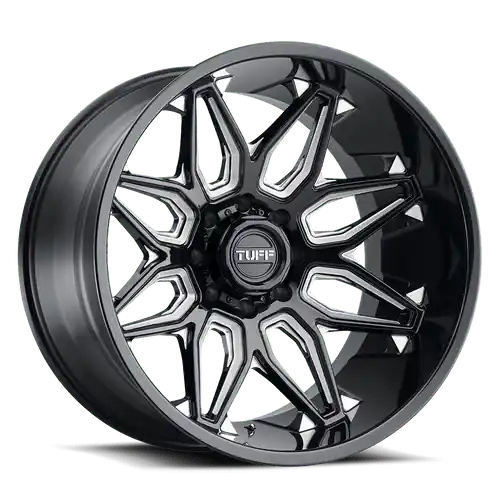 Tuff T3B 8X170 24X14 -72 GLOSS BLACK W/ MILLED SPOKES Weekend Sale