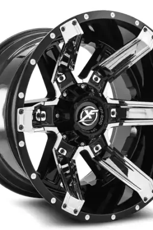 Free Returns XF Off-Road XF-214 5x139.7/5x150 20x10 -24 Gloss Black + Chrome Inserts
