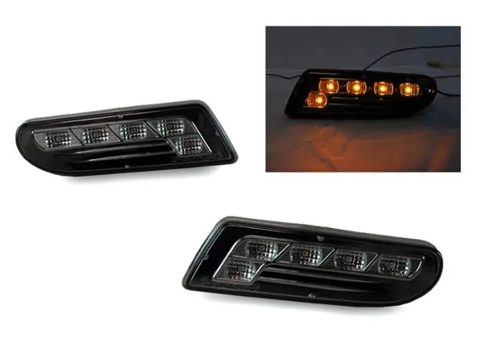 Free Shipping Mercedes W220 S-Class Crystal Smoke Amber Led DEPO Bumper Lights