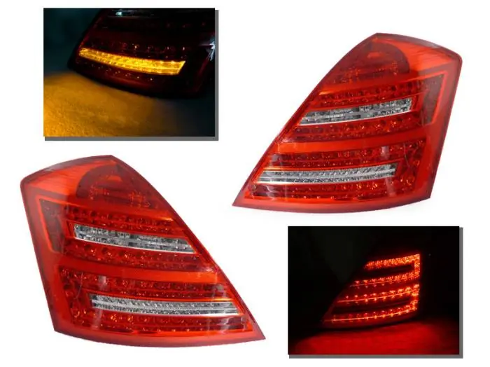 Best Price Mercedes W221 S-Class Led Facelift Look Red/Clear DEPO Tail Lights