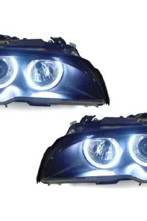 BMW E46 2D/Cabrio P46 Black DEPO Headlight + Uhp Led Halo Limited Edition