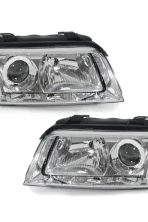 Audi B5 A4 & 00-02 S4 Chrome Projector Euro Am DEPO Headlights Set Same Day Shipping