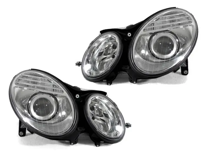 Mercedes W211 E-Class Facelift Look Chrome Projector DEPO Headlight - H7 Housing Luxury