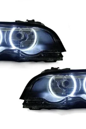 BMW E46 2D/M3 Black Projector Angel DEPO Headlight H7 w Uhp Led Angel Halo Rings Sale