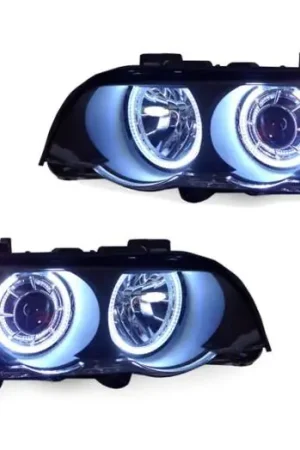 Fast Shipping BMW E53 P53 Black Angel Projector DEPO Headlight W/ Amberled Corner+Uhp Led Ring