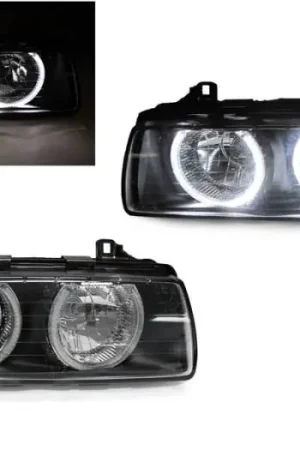 Bulk Order BMW E36 3-Series Glass Lens Projector DEPO Headlight W/ Uhp Led Angel Halo Rings