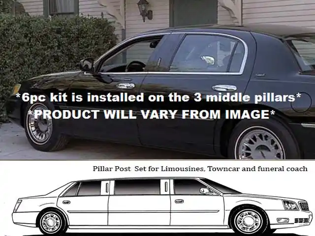 Premium LINCOLN TOWN CAR 4dr QAA Stainless 6pcs Pillar Trim PP40688