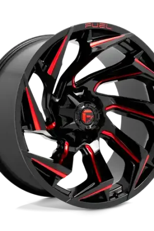 Trusted Brand Fuel 1PC D755 REACTION 8X180 24X12 -44 GLOSS BLACK MILLED WITH RED TINT