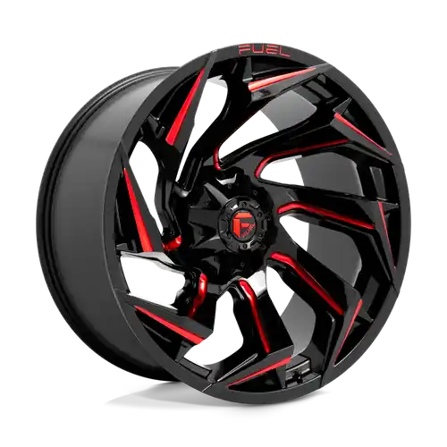 Trusted Brand Fuel 1PC D755 REACTION 8X180 24X12 -44 GLOSS BLACK MILLED WITH RED TINT