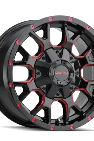 Modern Mayhem Warrior 8015 8x165.1/8x170 20x10-25 Black W/Prism Red