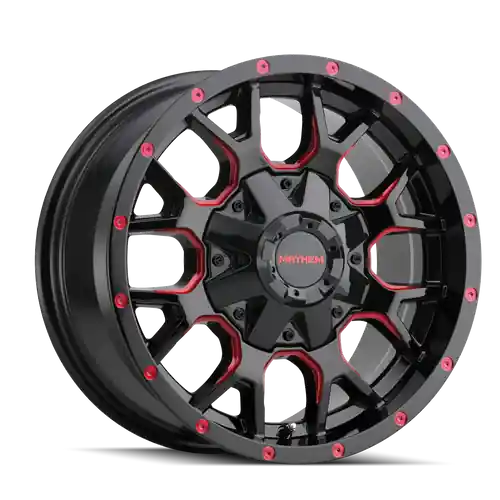 Modern Mayhem Warrior 8015 8x165.1/8x170 20x10-25 Black W/Prism Red