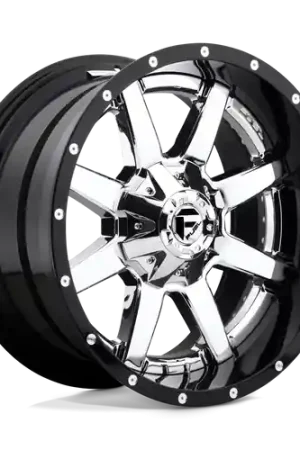 Fuel 2PC D260 MAVERICK 8X170 20X9 +1 CHROME PLATED GLOSS BLACK LIP Free Returns
