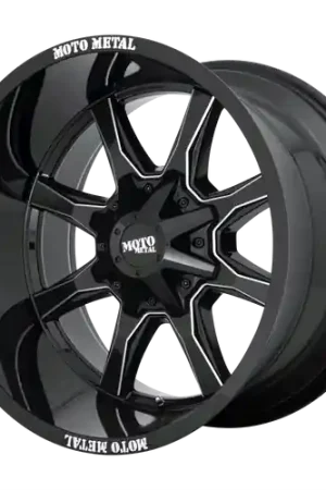 Moto Metal MO970 5X127/5X139.7 20X9 +18 GLOSS BLACK WITH MILLED SPOKE & MOTO METAL ON LIP Luxury