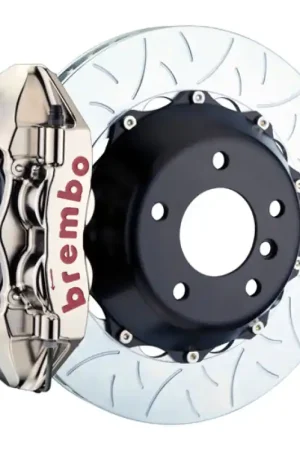 Limited Edition Brembo 05-1ster/06-12 Cayman Rear GTR BBK 4 Pist Billet 345x28 2pc Rotor Slotted Type3- Nickel