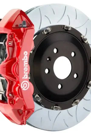 Brembo 15-23 Mustang GT (S550) Front GT BBK 6 Piston Cast 405x34 2pc Rotor Slotted Type-3-Red Money Back Guarantee