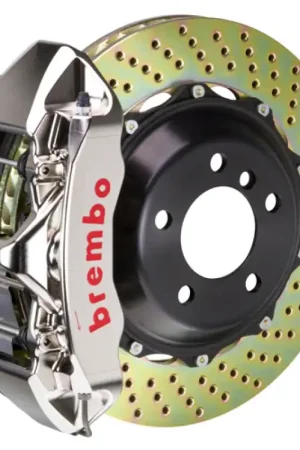 Flash Sale Brembo 99-07 Evo VI/VII/VIII/IXFront GTR BBK 6 Piston Billet 355x32 2pc Rotor Drilled- Nickel
