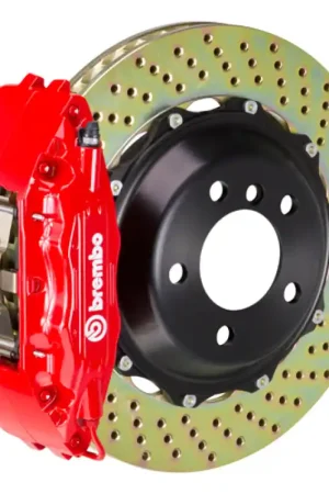 Brembo 97-02 Expedition 4WD Front GT BBK 4 Piston Cast 2pc 355x32 2pc Rotor Drilled-Red Same Day Shipping