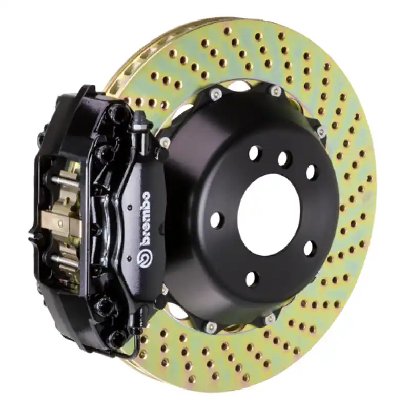 Brembo 06 330i Excl xDrive Rr GT BBK 4Pis Cast 2pc 345x28 2pc Rotor Drilled-Black Must Have