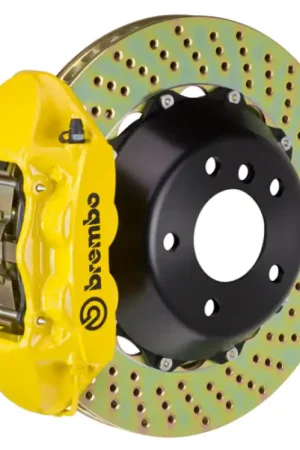 Brembo 09-16 Panamera/S/4S/Turbo Rear GT BBK 4 Piston Cast 380x28 2pc Rotor Drilled- Yellow Today Only