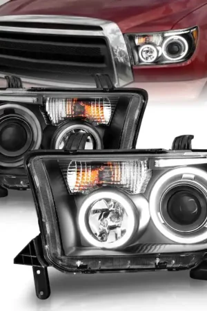 ANZO 2007-2013 Toyota Tundra Projector Headlights w/ Halo Black (CCFL) Price Cut