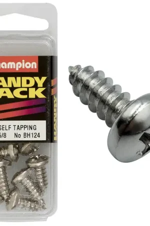 Champion Pack of 8 14G x 16mm Philips Pan Head Nickel Plated Self Tapping Screws - BH124 Direct From Manufacturer