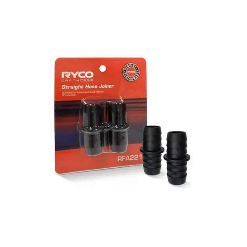 Original Ryco Barbed Straight Hose Joiner for 19mm ID PCV Hose - Twin Pack - RFA221