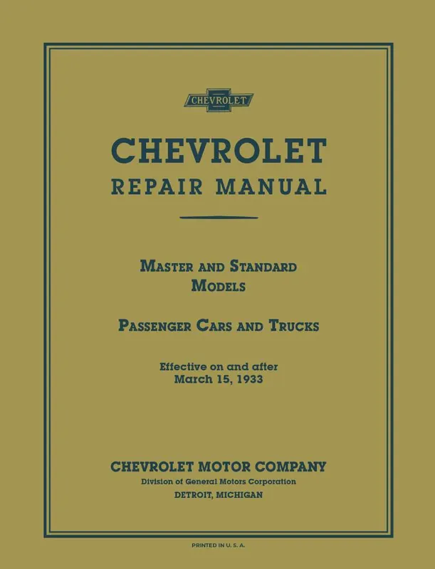 Flash Sale Service Manual for 1933 Chevrolet