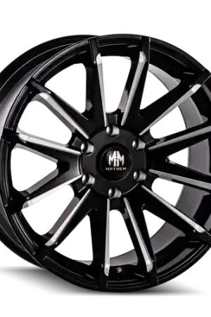 Best Choice Mayhem 8109 Crossfire 20x9.5 / 5x139.7 BP / 18mm Offset / 108mm Hub Black w/ Milled Spokes Wheel