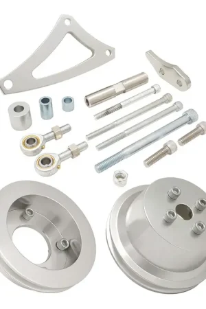 Proflow V Belt Drive & Alternator Bracket Kit Anodised Aluminium For Ford BB 429-460 Drivers Side Low Mount Silver Last Chance