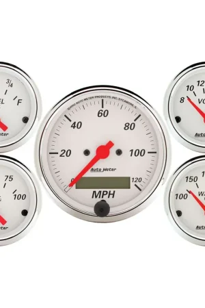 Autometer 5 Pc. Gauge Kit 3-1/8" & 2-1/16" Electric Speedometer Arctic White Editor’s Pick