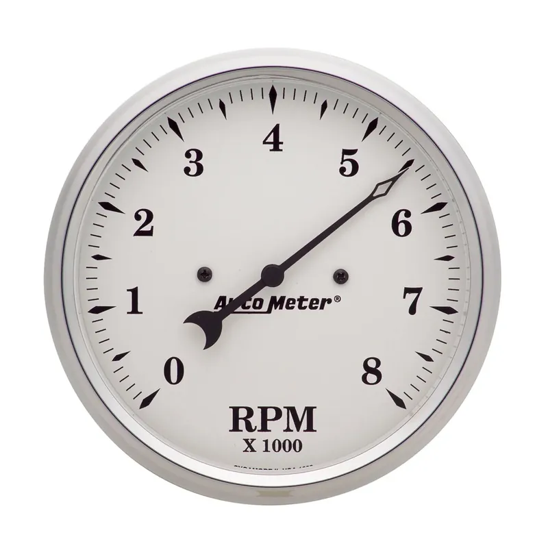 Money Back Guarantee Autometer 5" In-Dash Tachometer 0-8,000 RPM Old-Tyme White