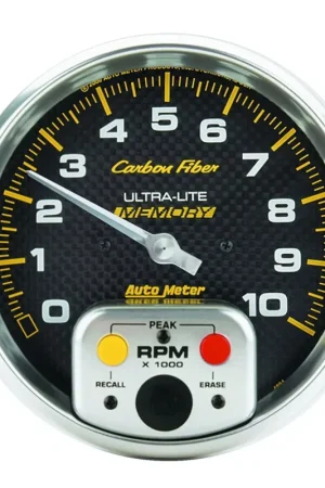 Autometer 5" In-Dash Tachometer w/Memory 0-10,000 RPM Carbon Fiber Big Sale