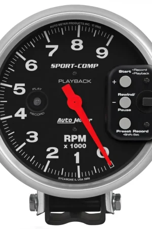 Autometer 5" Pedestal Playback Tachometer 0-9,000 RPM Sport-Comp Limited Time