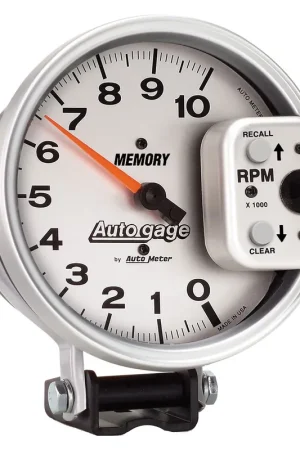Autometer 5" Pedestal Tachometer 0-10,000 RPM Memory Silver Auto Gage Free Delivery