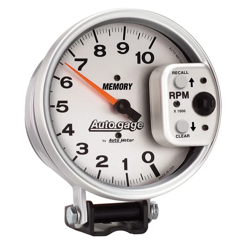 Autometer 5" Pedestal Tachometer 0-10,000 RPM Memory Silver Auto Gage Free Delivery