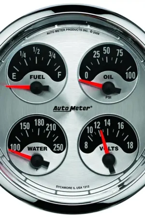 Holiday Sale Autometer 5" Quad Gauge 100 PSI/100-250 °F/8-18V/240-33 ohm American Muscle