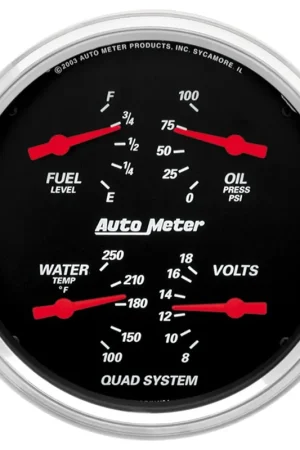 Price Cut Autometer 5" Quad Gauge 100 PSI/100-250 °F/8-18V/240-33 ohm Designer Black