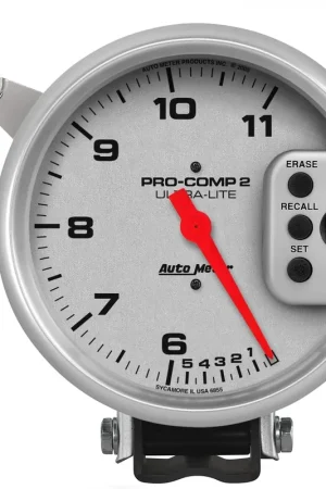 Fan Favorite Autometer 5" Tachometer 0-11,000 RPM Pedestal w/Quick Lite Dual Range W/Peak Memory Ultra-Lite