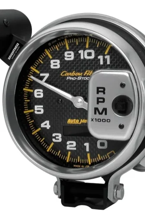 Autometer 5" Tachometer 0-11,000 RPM Pro-Stock Pedestal w/Super Lite & Peak Mem Carbon Fiber Editor’s Pick
