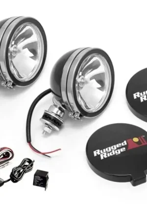 Rugged Ridge 6in Halogen Light Kit Black Steel Housings Same Day Shipping