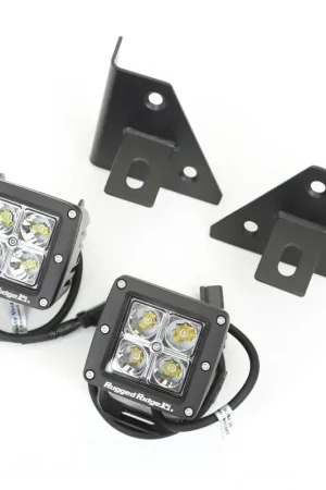 Professional Grade Rugged Ridge 76-95 Jeep Wrangler CJ/YJ Square Windshield LED Kit w/ Brackets