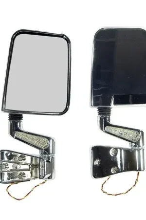Rugged Ridge 87-02 Jeep Wrangler YJ/TJ Chrome Door Mirror Kit w/ LED Turn Signal Secure Checkout
