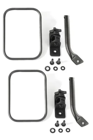 Hassle-Free Returns Rugged Ridge 97-18 Jeep Wrangler Textured Black Rectangular Stubby Trail Mirror Kit