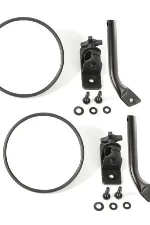 Rugged Ridge 97-18 Jeep Wrangler Textured Black Round Stubby Trail Mirror Kit Authentic