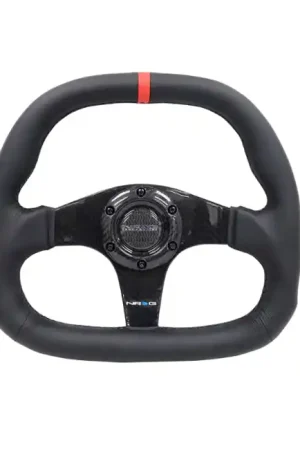Professional Grade NRG Carbon Fiber Steering Wheel 320MM Black w/ Red Stripe