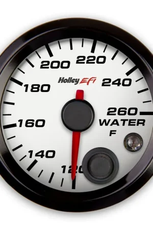 Clearance Holley EFI Coolant Temp Gauge Standard 2-1/16" size - 120°-260° - White Face - Black Bezel