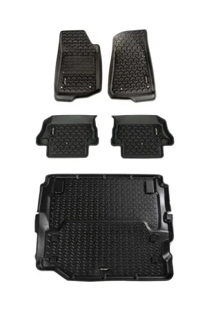 Top Rated Rugged Ridge Floor Liner Kit Black F/R/Full Cargo 18-20 Jeep Wrangler JL 2Dr