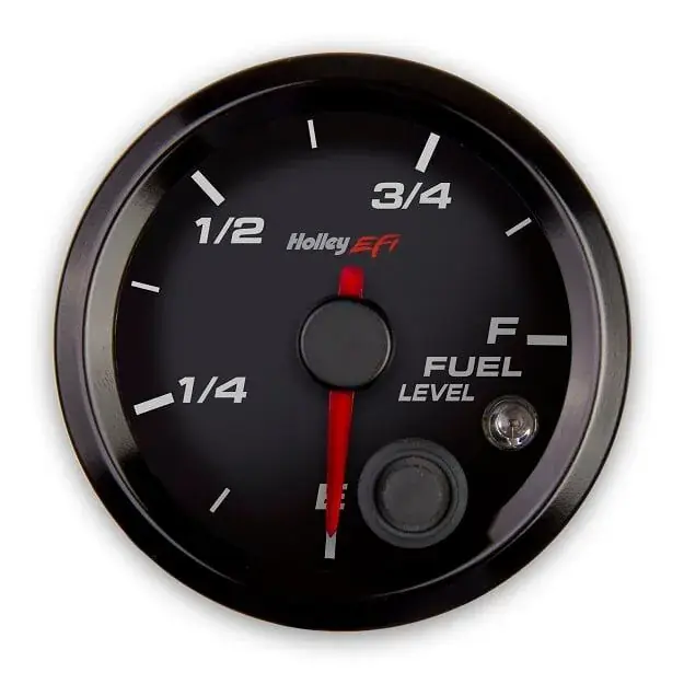 Next Day Delivery Holley EFI Fuel Level Gauge Standard 2-1/16" size - Programmable - Black Face - Black Bezel