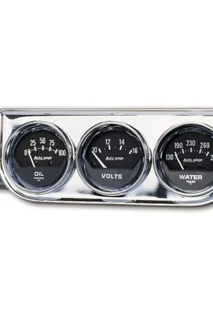 Autometer Gauge Console OILP/WTMP/Volt 2-1/16" 100 PSI/280 °F/16V Black Dial Chrome BZL AG Genuine